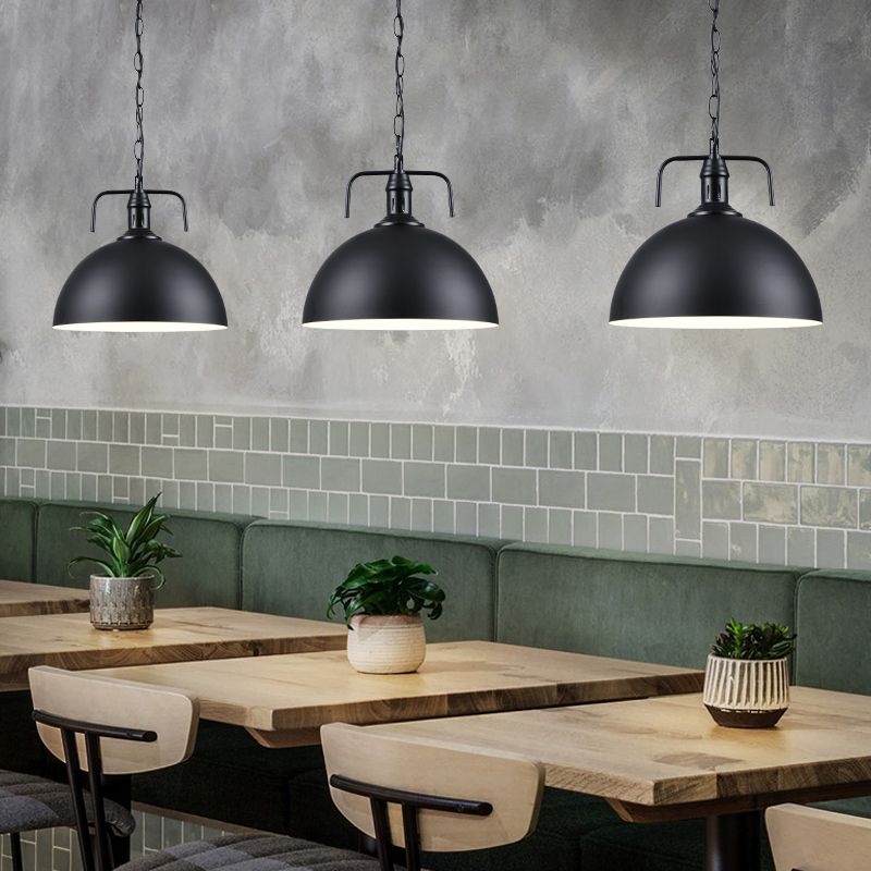 Metal Pendant Lighting Industrial-Style Black Shaded Restaurant Hanging Ceiling Light