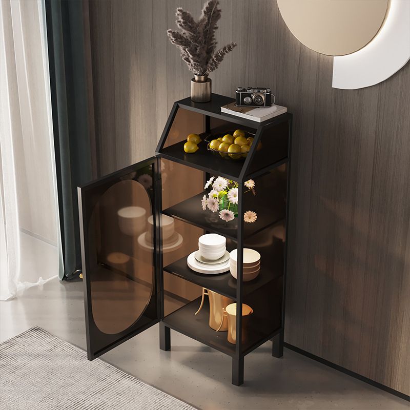 Contemporary Metal Curio Cabinet Glass Doors Hutch Cabinet with Doors for Living Room