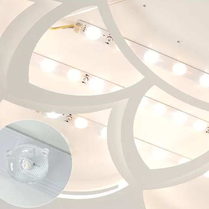 Lámpara de montaje empotrado con forma de flor blanca, cristal LED moderno cerca de la iluminación del techo