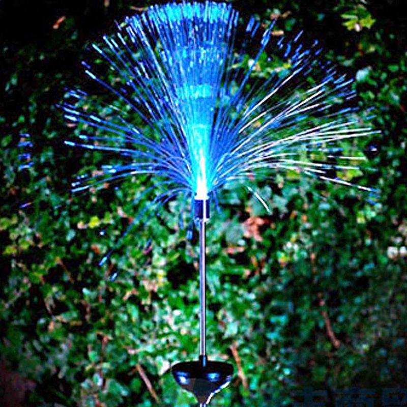 White Optical Fiber Solar Ground Light Art Decor Plastic LED Stake Lighting for Pathway