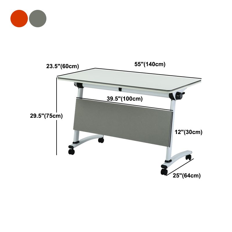 Wooden Contemporary Office Desk Rectangular Writing Desk with Caster Wheels