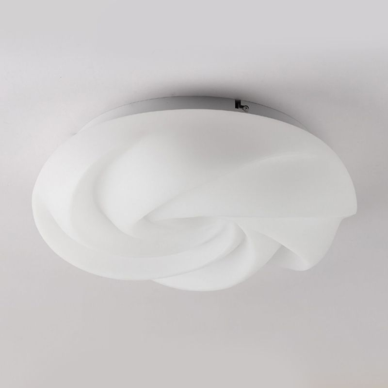 LED Modern Metal Flush Mount Cookie Shape Ceiling Light with Plastic Shade for Living Room