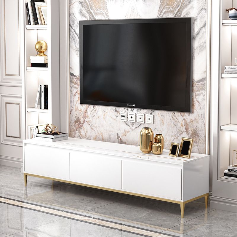 Contemporary Media Console Stone TV Stand Console with Drawers