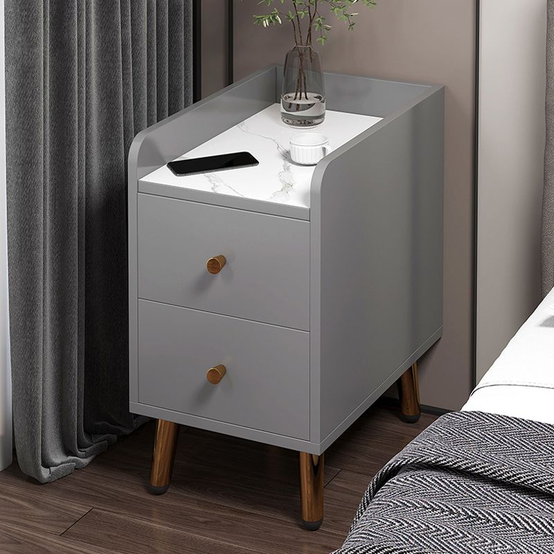 2 Drawers Bedside Cabinet Glam Legs Included Nightstand ,18.1" Tall