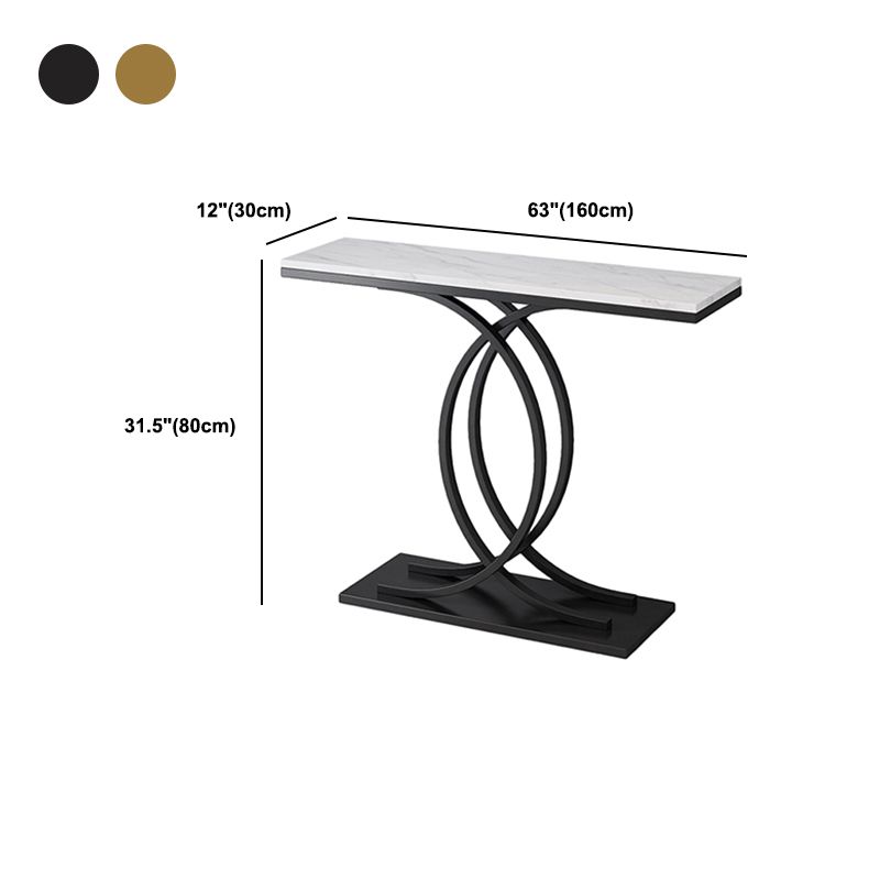 Stain Resistant Rectangular Top Glam Slate/metal Console Table