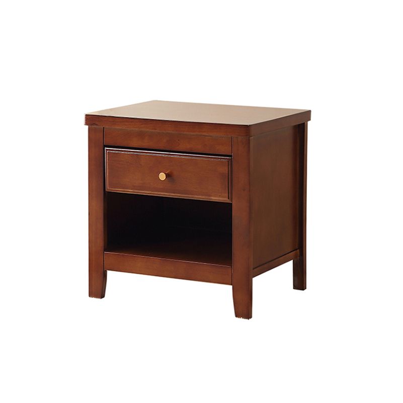 20"L X 20"H Traditional Nightstand Rubber Wood Bedside Cabinet with 1-drawer