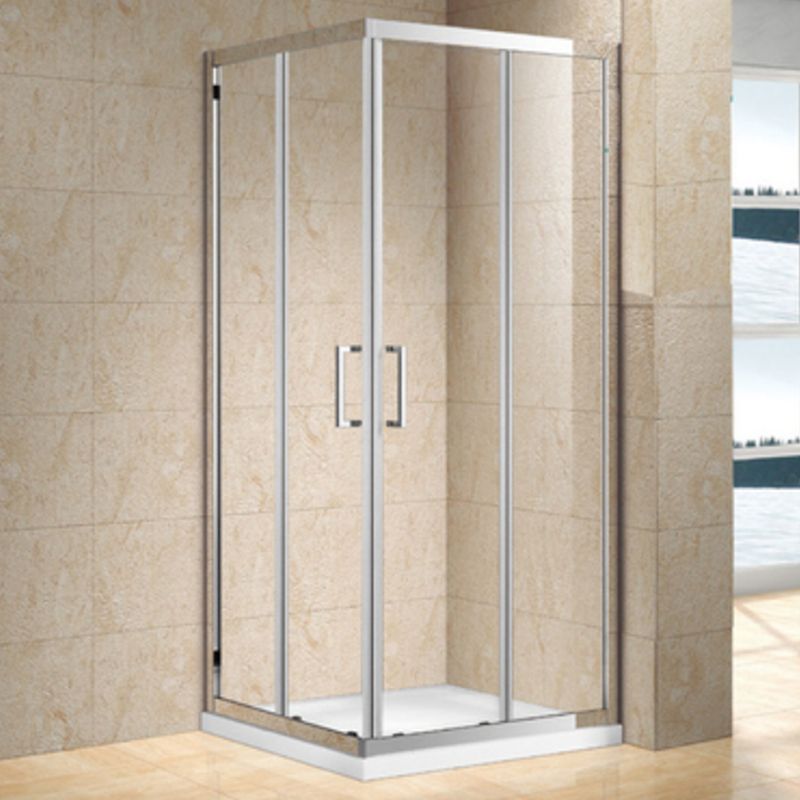 Double Sliding Shower Kit Semi-Frameless Corner Tempered Glass Shower Kit