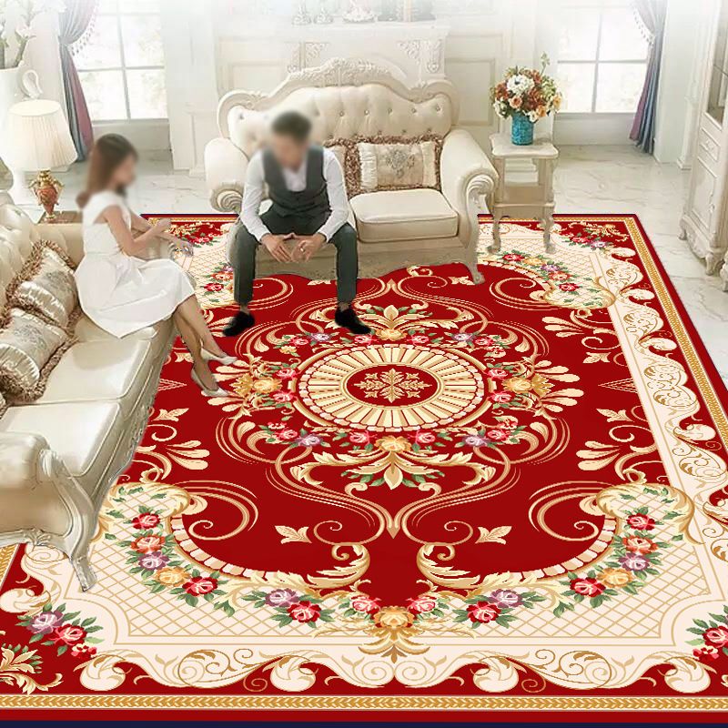 Vintage Medallion Pattern Carpet Polyester Area Rug Stain Resistant Area Rug for Living Room