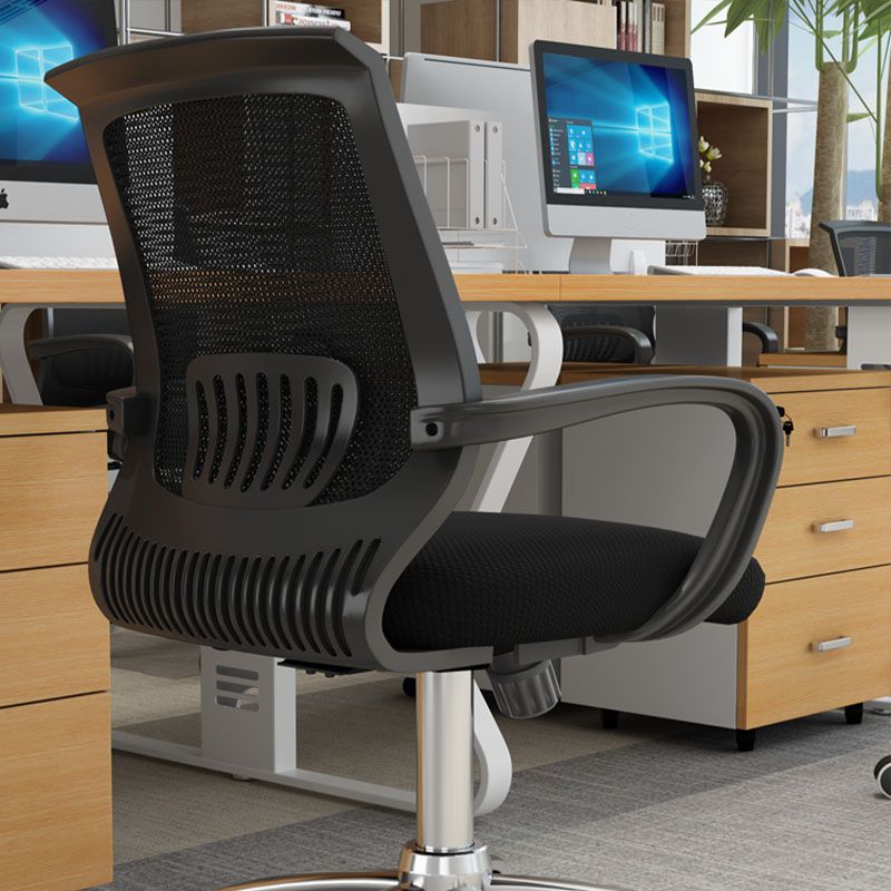 Steel Base Mesh Office Chair Mid Back Desk Chair with Wheels