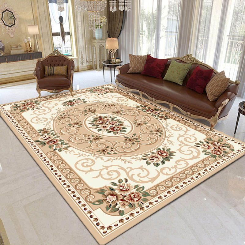 Navy Traditional Area Rug Medallion Pattern Polyester Area Carpet Stain Resistant Rug for Home Decor