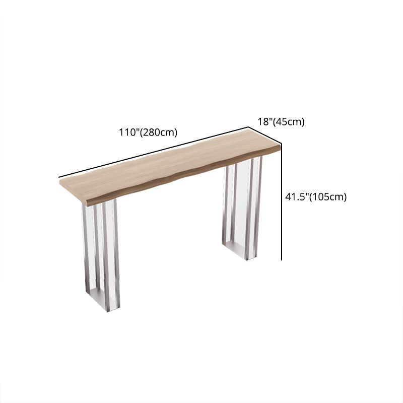 Pine Wood Bar Dining Table Modern Bar Table with Double Pedestal Base for Dining Room