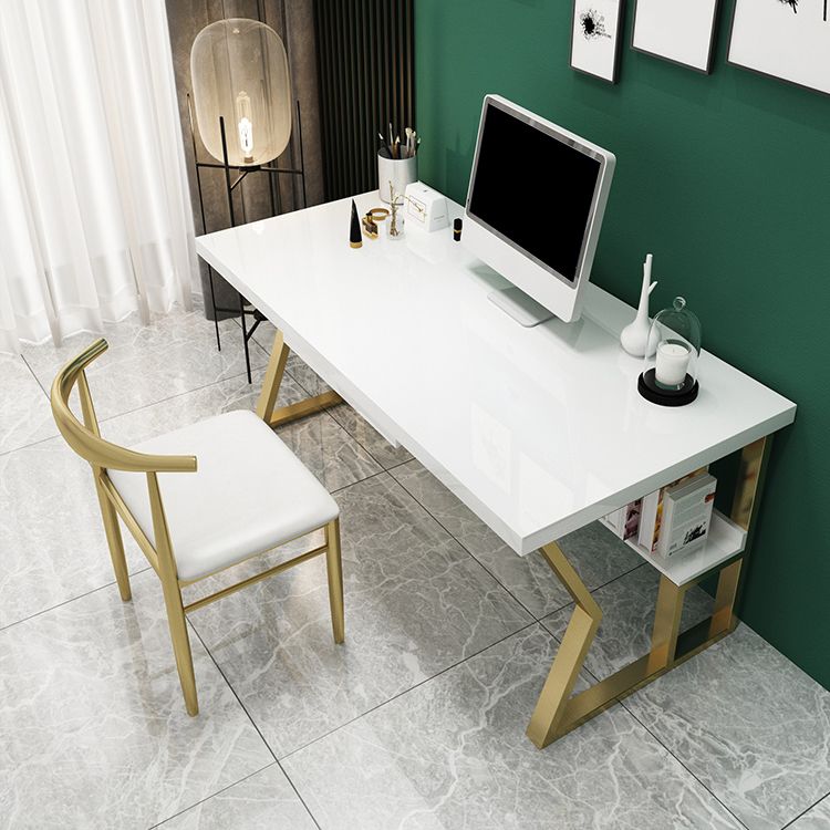 Glam Dormitory Writing Desk Rectangular Writing Desk with Metal Legs