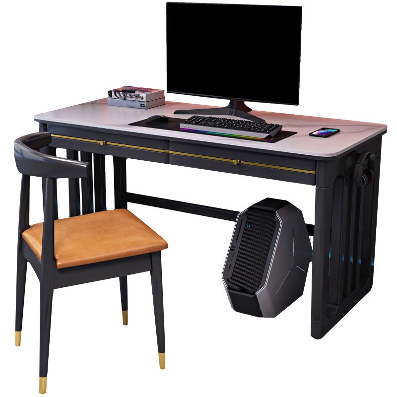 Rectangular Shaped Slate Computer Desk Grey/Black/Brown Writing Desk for Home