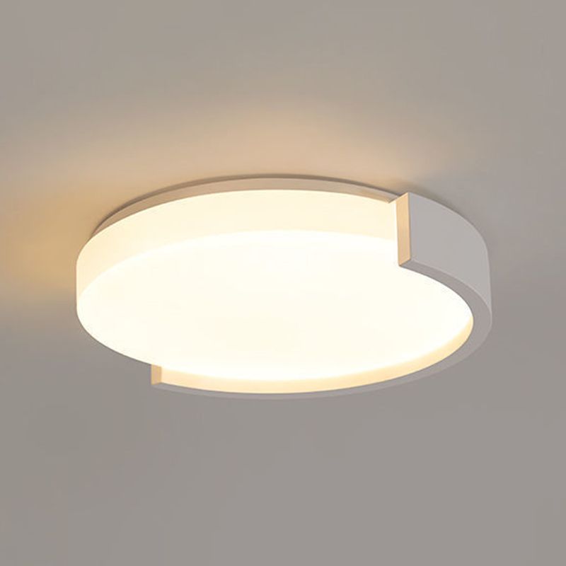 Contemporary White/Black Single Flush Mount Lighting LED Ceiling Light