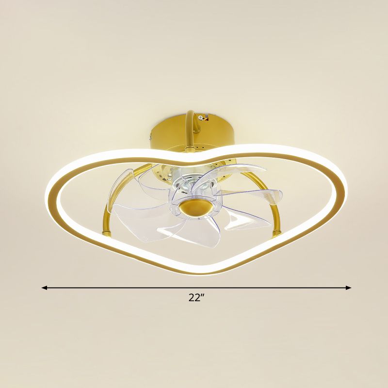 Remote Control Ring Shaped Acrylic Fan Light Minimalist 7-Blade LED Semi Flush Ceiling Light