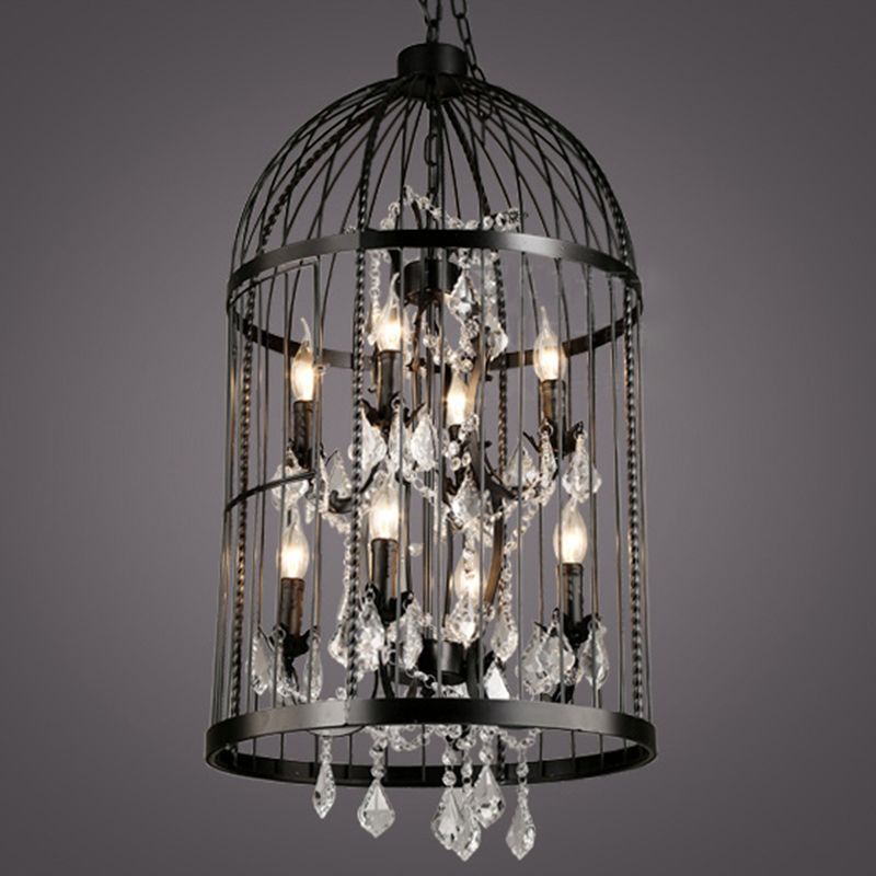 Industrial Style Chandelier Light Fixtures Iron Cage Hanging Chandelier for Restaurant