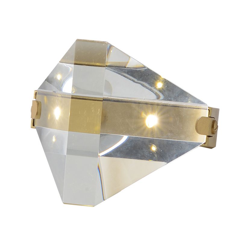 Diamond Table Lighting Contemporary Clear Crystal LED Small Desk Lamp in Brass for Bedroom