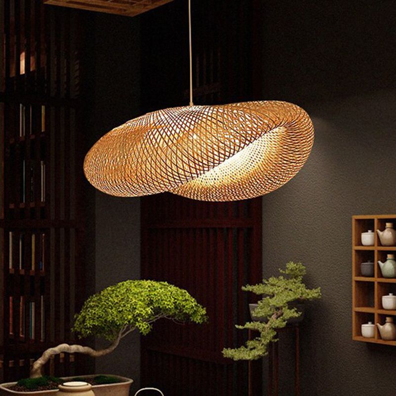 Géométrique Hanging Light Modern Style Wood 1 Light Down Lighting