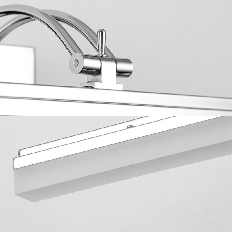 Iluminación de tocador de baño LED con tono acrílico lineal Luz de pared plateada Spl Donce con luz cálida/blanca, 19 "/23" de ancho