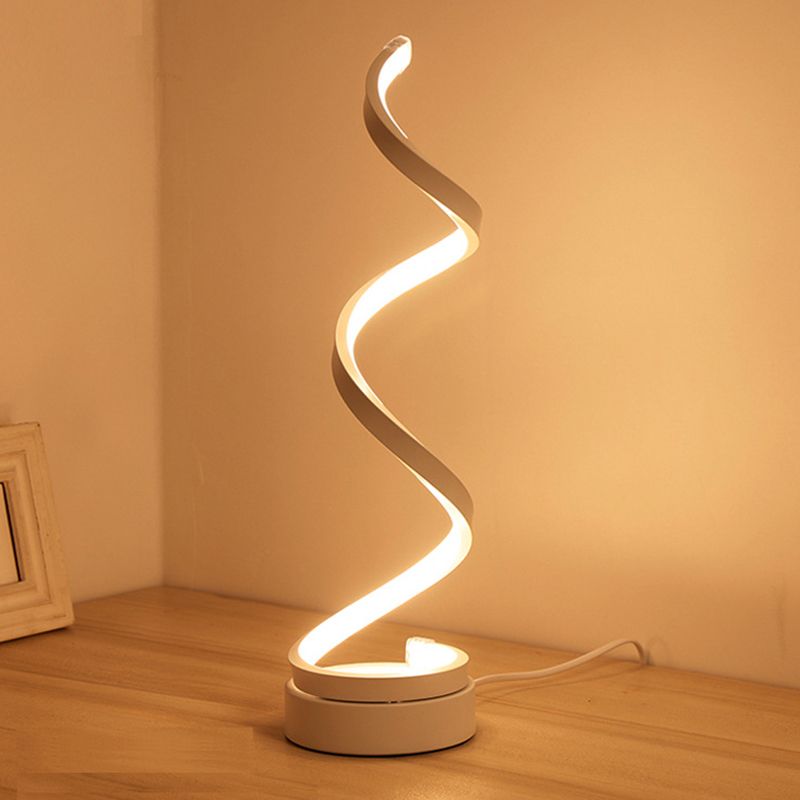 Modernist LED Desk Light White Spiral Task Lighting with Acrylic Shade in White/Warm Light