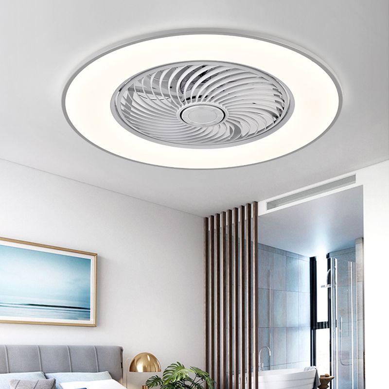 Simplicidad moderna Ventilador de techo LED Luz de hierro forjado Montaje circular con tono acrílico