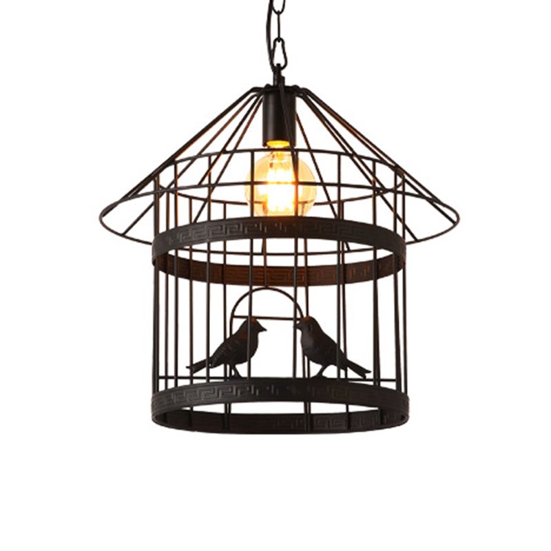 1 Light Bird Cage Ceiling Light Nordic Industrial Style Metallic Ceiling Fixture for Coffee Shop