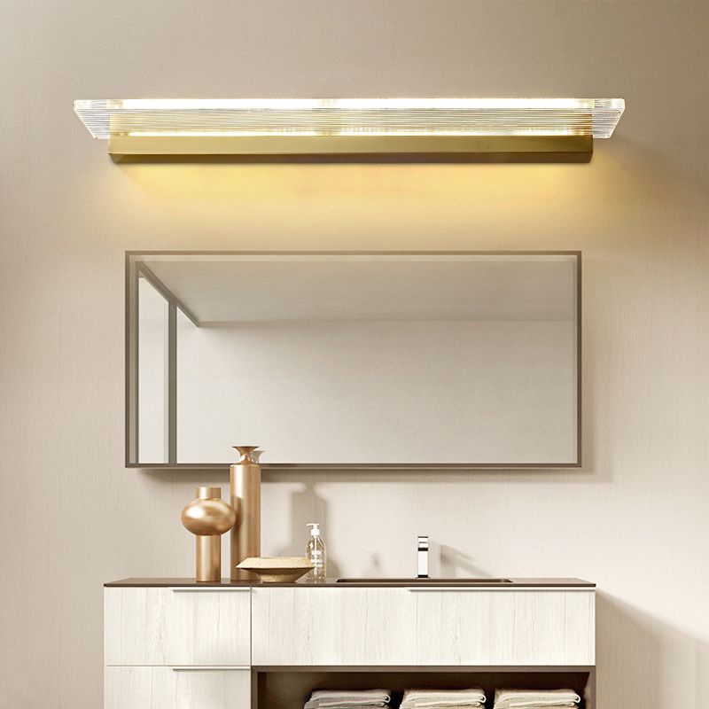 Gold Modern Metal Wall Sconce Geometric Shape Vanity Lamp with Acrylic Shade for Bathroom