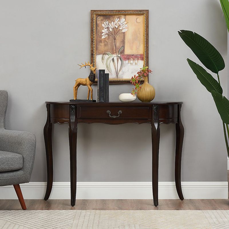 Half Moon 4 Legs Mid-Century Modern Console Table in Black/brown