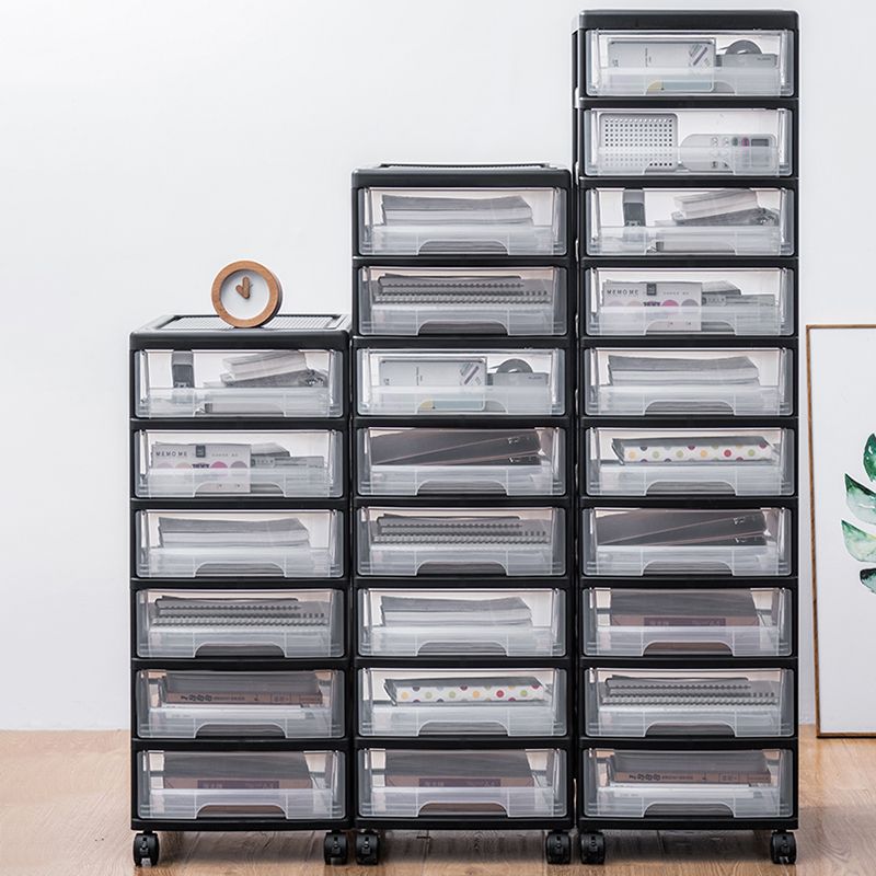 Modern Plastic Black Filing Cabinet with Drawers for Home and Office