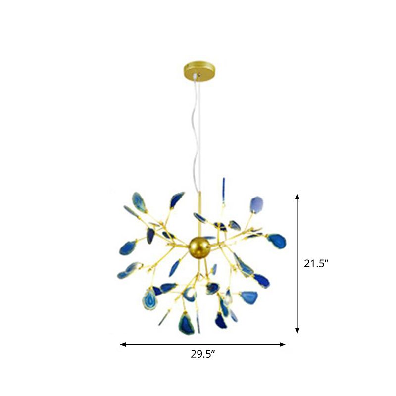 Sputnik Firefly LED Ceiling Lighting Artistic Agate Living Room Chandelier Light in Gold