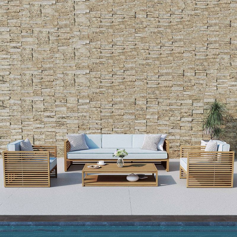 Contemporary Water Resistant Patio Sofa Solid Wood Outdoor Patio Sofa