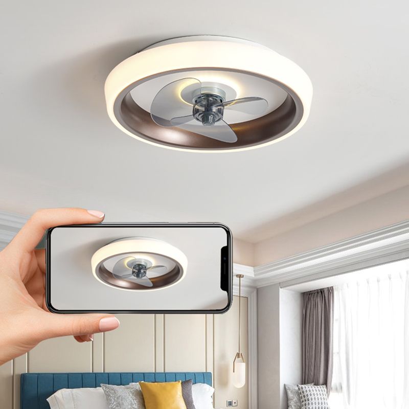 Modern Round Fan Light Metal Colorful 20" Wide LED Flush Mount Light for Bedroom