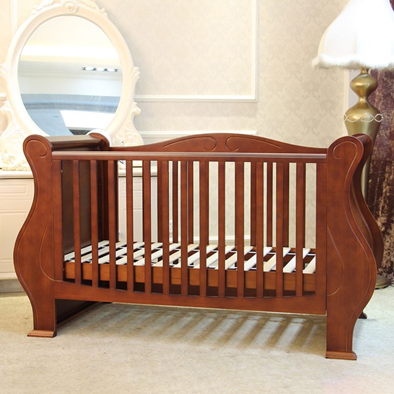 Rectangle Solid Wood Crib Traditional 3-In-1 Convertible Crib with Drawer