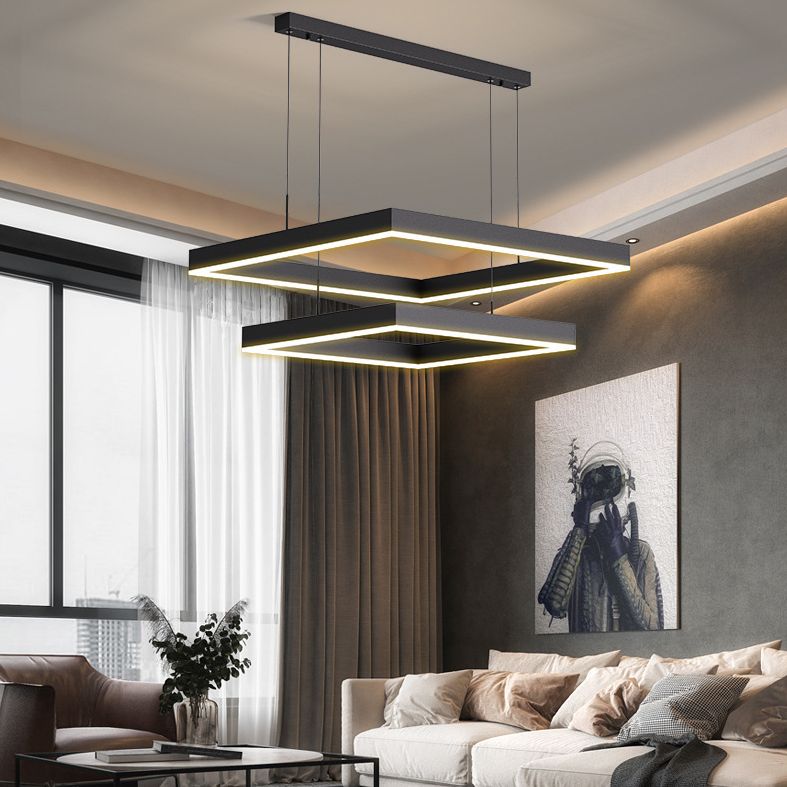 Modern Minimalist Style Squared Ceiling Pendant Light Acrylic Hanging Lamps for Living Room