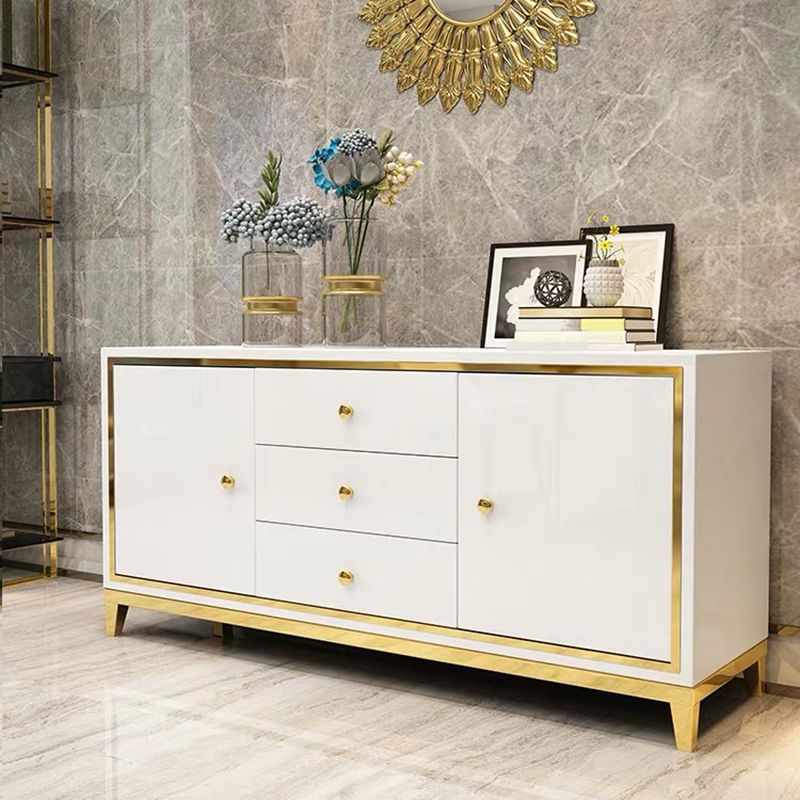 Glam Cabinets Mirrored Buffet 3 Drawers and 2 Doors Buffet Sideboard