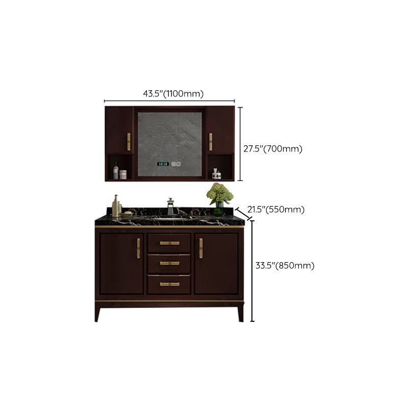 Traditional Wood Sink Vanity Wall Mounted Vanity Cabinet with Mirror Cabinet