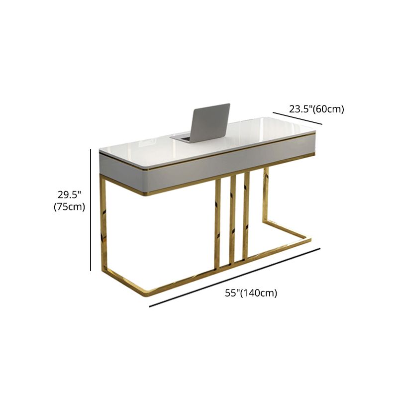 Glam Style 1-drawer Office Desk Metal Base Writing Desk for Office