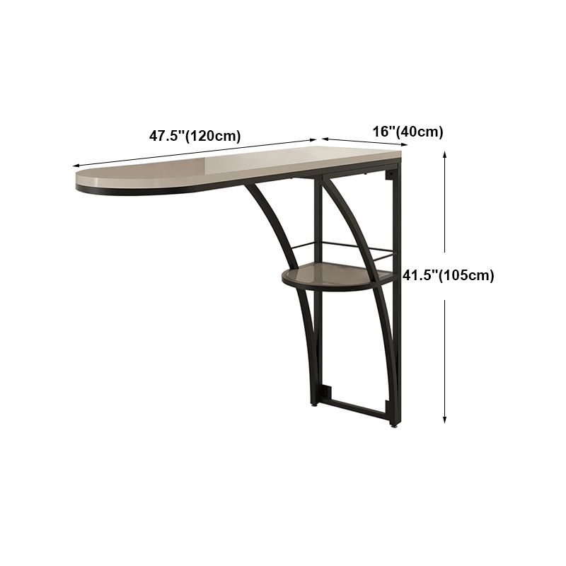 Modern White Wood Bar Table with Specialty Table Top Black Pedestal Table - 42" H