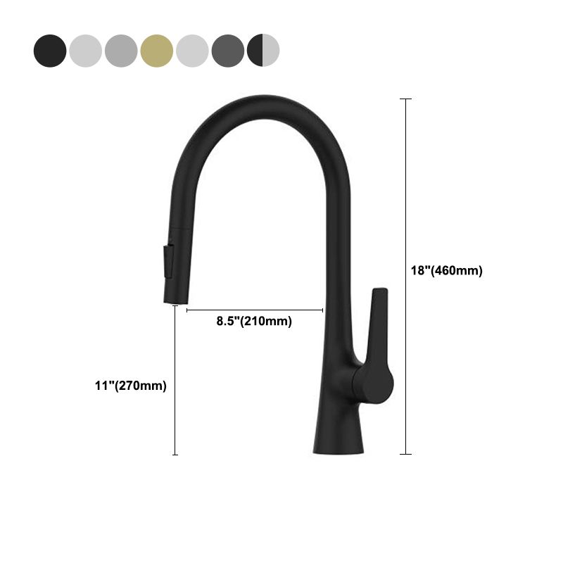 Modern Kitchen Sink Faucet Copper Single Handle High Arc Kitchen Faucet