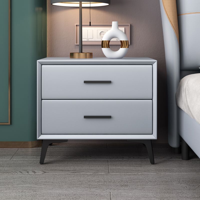 20" H 2-Drawer Storage Nightstand Modern Faux Leather Bed Nightstand with Legs