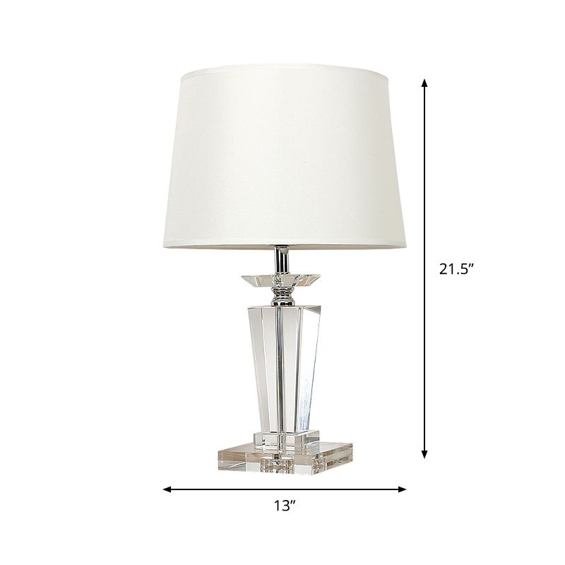 1-Light Living Room Table Lamp Modernism White Night Lighting with Beveled K9 Crystal