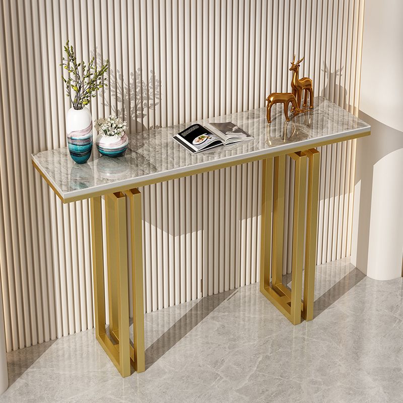 Glam Rectangle Slate Console Table Scratch Resistant 4 Legs Stain Resistant Console