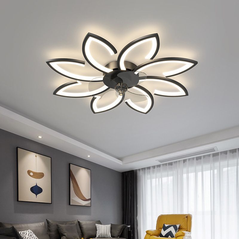 Geometric Shape Metal Ceiling Fans Modern Style Multi Lights Flush Ceiling Fan