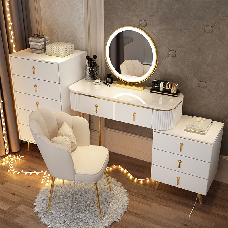 Glam Bedroom Vanity Dressing Table Wood Mirror Makeup Vanity Desk