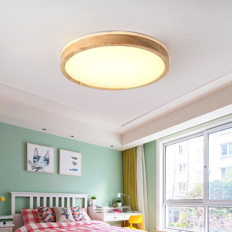 Brown LED Ceiling Light in Modern Simplicity Circular Acrylic Flush Mount for Bedroom