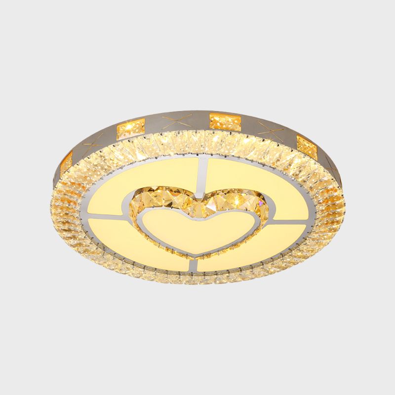 Clear Inlaid Crystal LED Ceiling Light Modern Chrome Diamond/Flower/Star Bedroom Flush-Mount Light Fixture