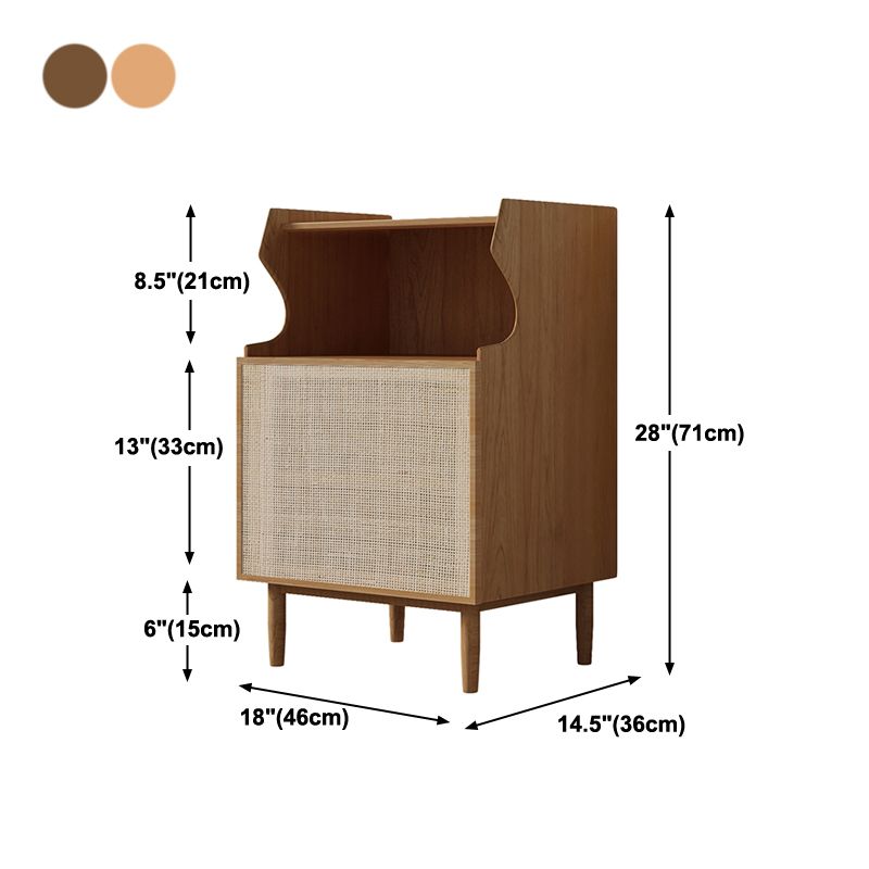 28'' Tall Solid Wood Nightstand Modern 1-Shelf 1-Door Bedside Cabinet