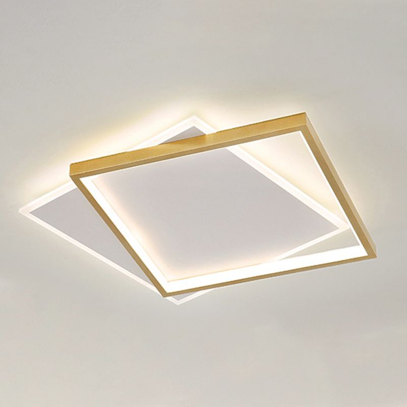 Modern Metal Flush Mount Geometric Shape Ceiling Light with Acrylic Shade