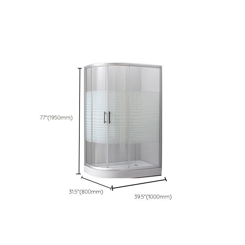 Contemporary Shower Stall Striped Round Semi-Frameless Shower Stall