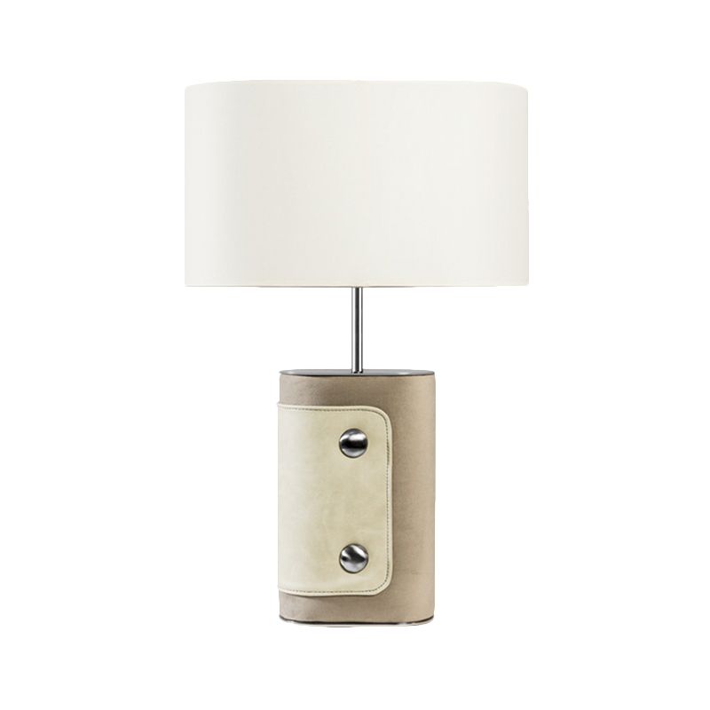 Shaded Table Light Contemporary Fabric 1 Head Small Desk Lamp in White for Bedroom